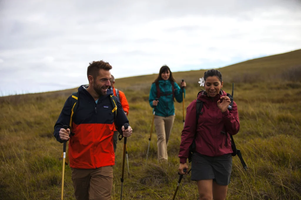 people hiking in eastern island