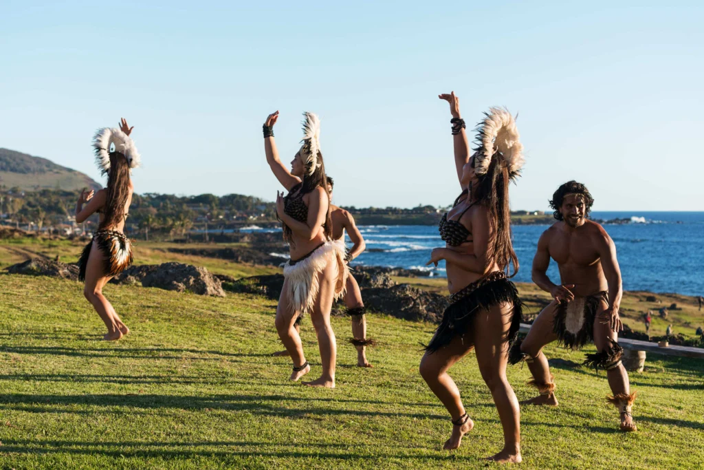 natives dancing in eastern island